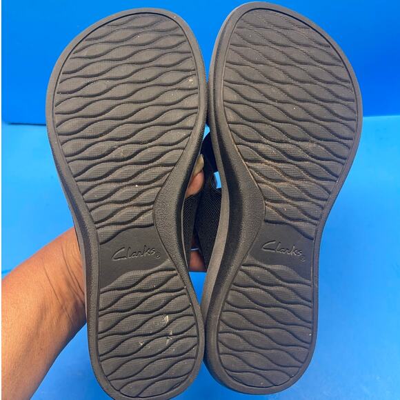 Clarks Black Aria Kaydin Sandals Cloudsteppers Stappy Comfort Women's size 7 - Picture 9 of 9